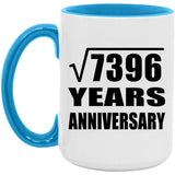 86th Anniversary Square Root of 7396 Years Anniversary - 15oz Accent Mug Blue