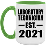 Laboratory Technician Established EST. 2021 - 15oz Accent Mug Green