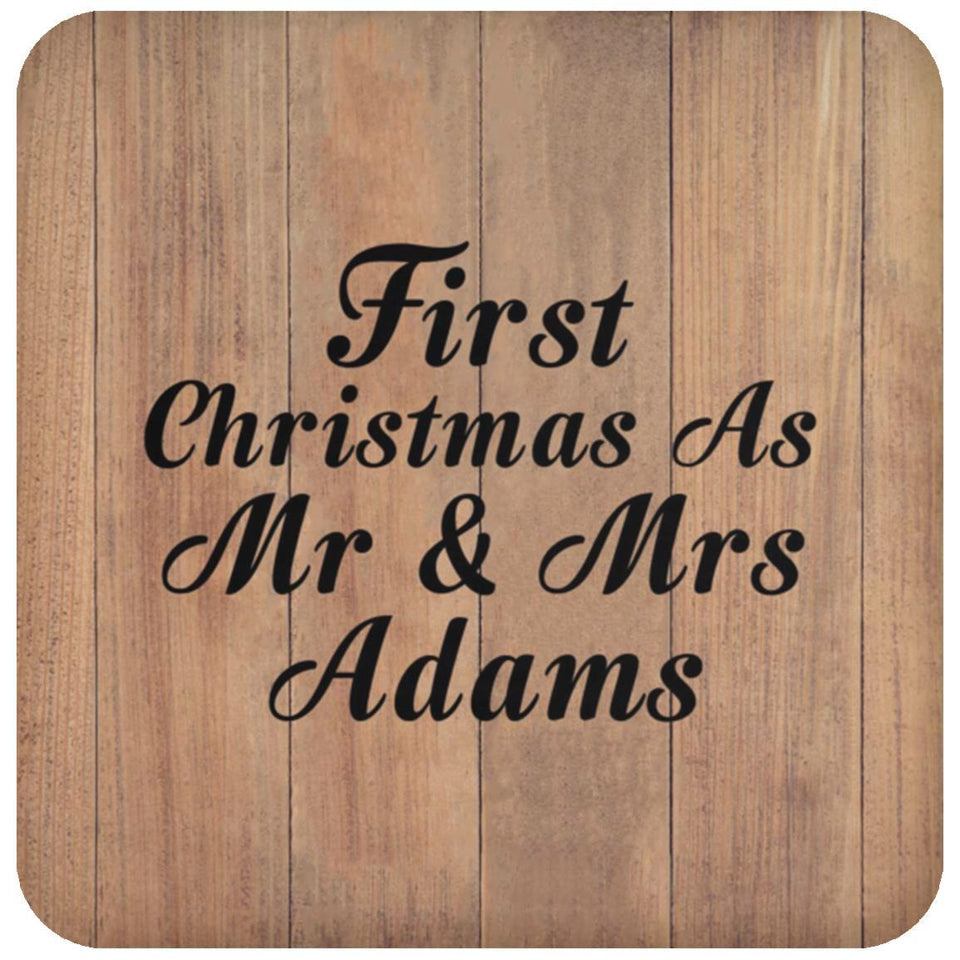 First Christmas As Mr & Mrs Adams - Drink Coaster C