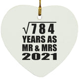 28th Anniversary Square Root of 784 Years As Mr & Mrs 2021 - Heart Ornament