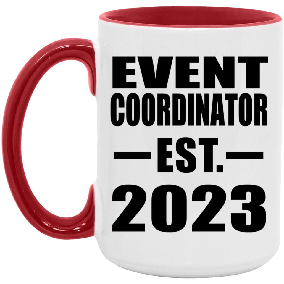Event Coordinator Established EST. 2023 - 15oz Accent Mug Red