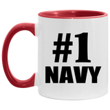 Number One #1 Navy - 11oz Accent Mug Red