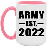 Army Established EST. 2022 - 15oz Accent Mug Pink