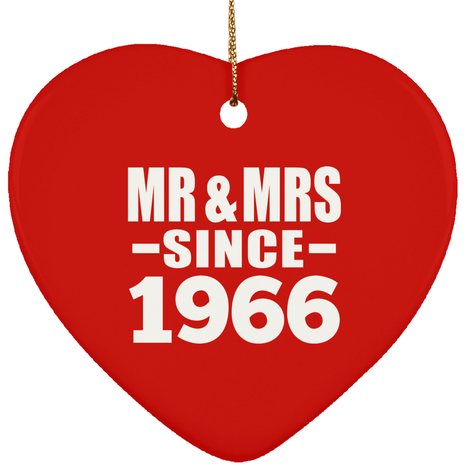58th Anniversary Mr & Mrs Since 1966 - Heart Ornament
