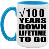 10th Anniversary Square Root of 100 Years Lifetime To Go - 15oz Accent Mug Blue