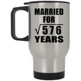 24th Anniversary Married For Square Root of 576 Years - Silver Travel Mug