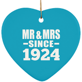100th Anniversary Mr & Mrs Since 1924 - Heart Ornament