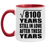 90th Anniversary Square Root of 8100 Years Still In Love - 11oz Accent Mug Red