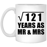 11th Anniversary Square Root of 121 Years As Mr & Mrs - 11oz Coffee Mug
