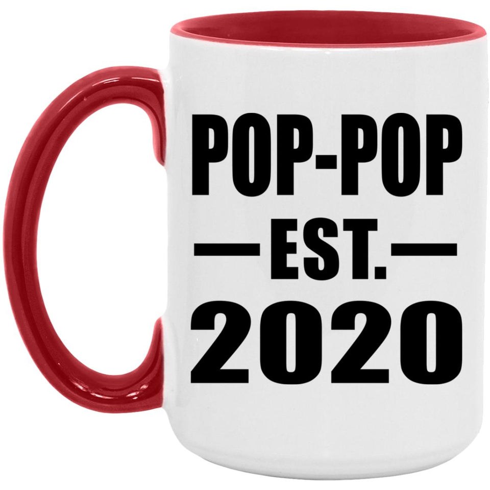 Pop-Pop Established EST. 2020 - 15oz Accent Mug Red
