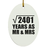 49th Anniversary Square Root of 2401 Years As Mr & Mrs - Oval Ornament