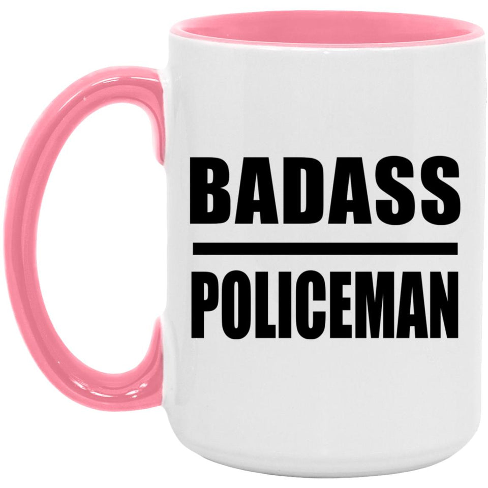 Badass Policeman - 15oz Accent Mug Pink