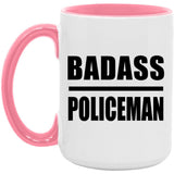 Badass Policeman - 15oz Accent Mug Pink