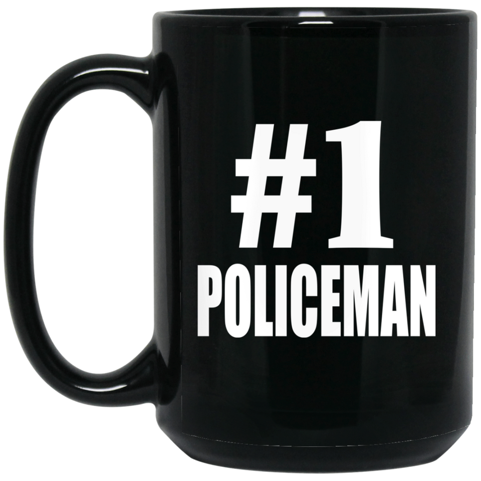 Number One #1 Policeman - 15 Oz Coffee Mug Black