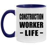 Construction Worker Life - 11oz Accent Mug Purple