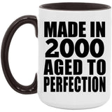 24th Birthday Made In 2000 Aged to Perfection - 15oz Accent Mug Black