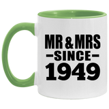 75th Anniversary Mr & Mrs Since 1949 - 11oz Accent Mug Green