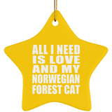 All I Need Is Love And My Norwegian Forest Cat - Star Ornament
