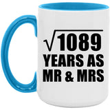 33rd Anniversary Square Root of 1089 Years As Mr & Mrs - 15oz Accent Mug Blue