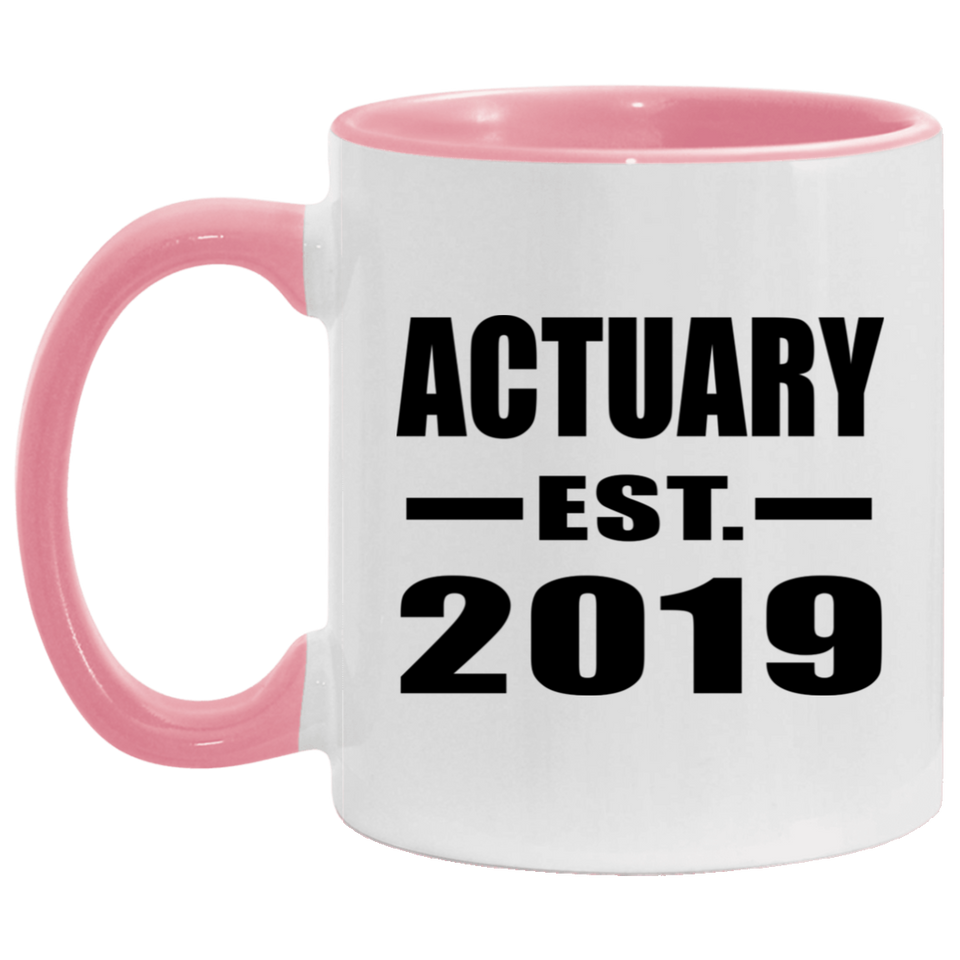 Actuary Established EST. 2019 - 11oz Accent Mug Pink