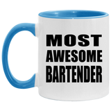 Most Awesome Bartender - 11oz Accent Mug Blue