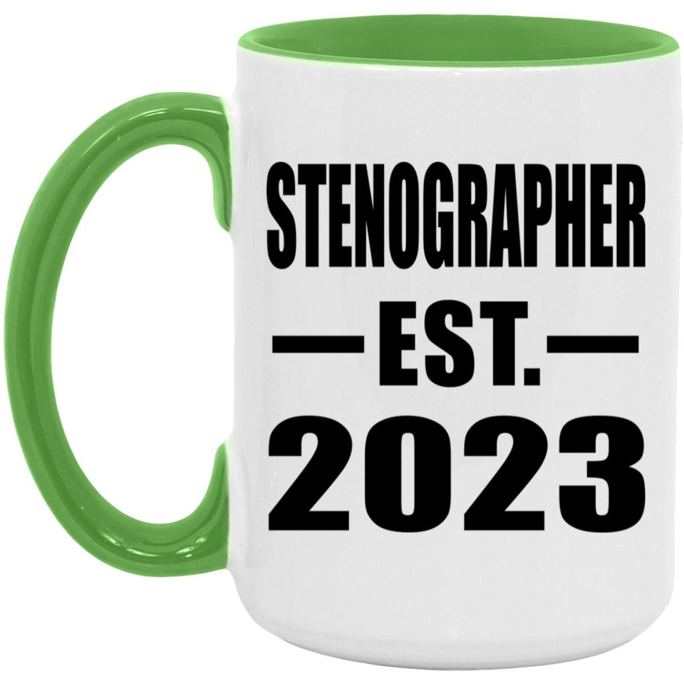 Stenographer Established EST. 2023 - 15oz Accent Mug Green