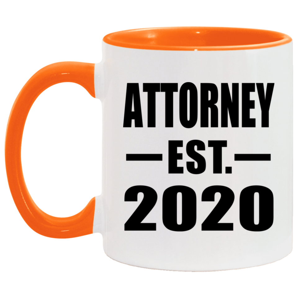 Attorney Established EST. 2020 - 11oz Accent Mug Orange