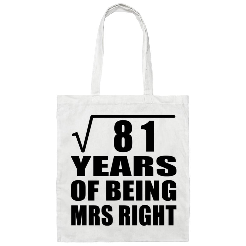 9th Anniversary Square Root of 81 Years of Being Mrs Right - Tote Bag White