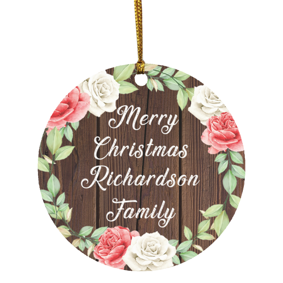 Merry Christmas Richardson Family - Circle Ornament A