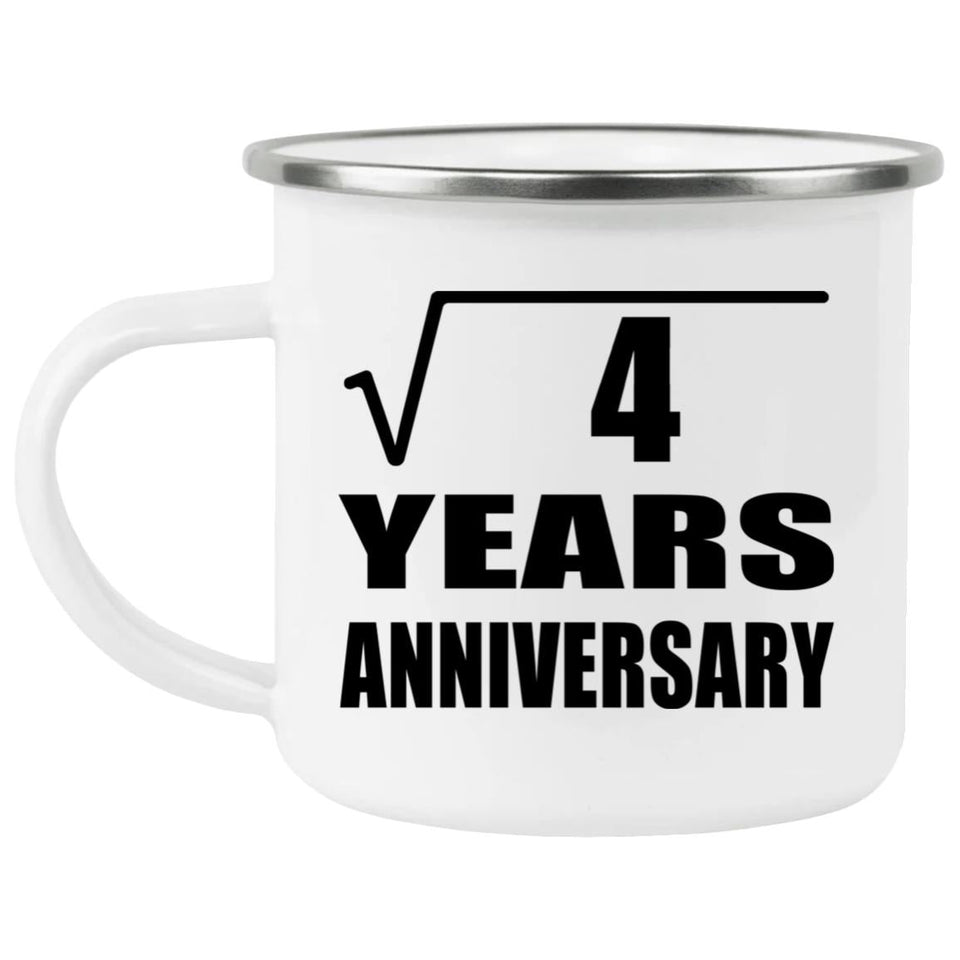 2nd Anniversary Square Root of 4 Years Anniversary - 12oz Camping Mug