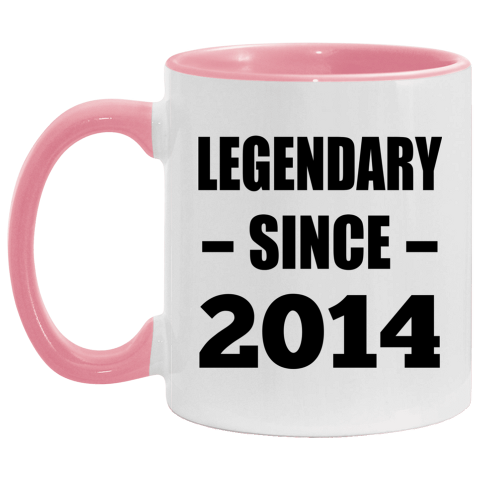 10th Birthday Legendary Since 2014 - 11oz Accent Mug Pink