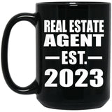 Real Estate Agent Established EST. 2023 - 15oz Coffee Mug Black
