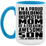 Proud Building Inspector Mom Of Awesome Son - 15oz Accent Mug Blue