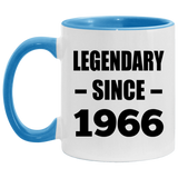 58th Birthday Legendary Since 1966 - 11oz Accent Mug Blue