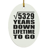 73rd Anniversary Square Root of 5329 Years Lifetime To Go - Oval Ornament