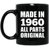 64th Birthday Made in 1960 All Parts Original - 11oz Coffee Mug Black