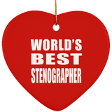 World's Best Stenographer - Heart Ornament