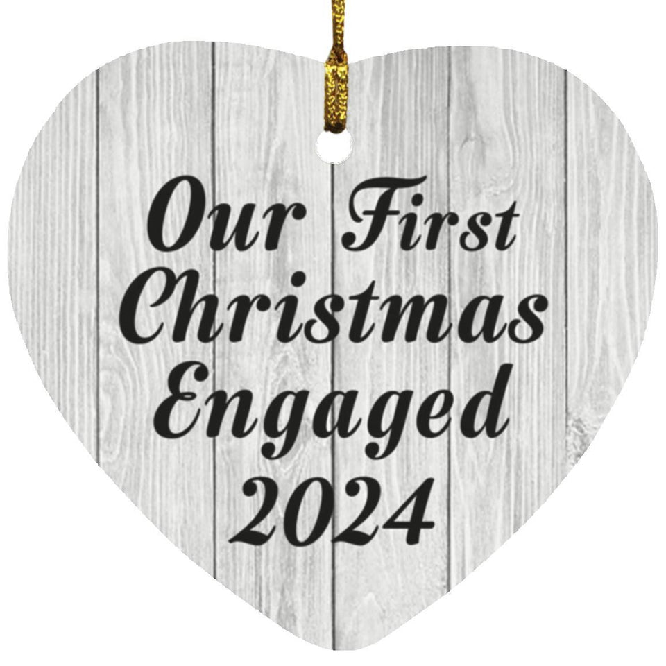 Our First Christmas Engaged 2024 - Heart Ornament F
