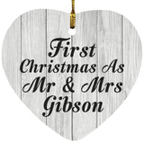 First Christmas As Mr & Mrs Gibson - Heart Ornament F