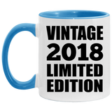6th Birthday Vintage 2018 Limited Edition - 11oz Accent Mug Blue