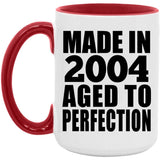 20th Birthday Made In 2004 Aged to Perfection - 15oz Accent Mug Red