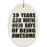 19th Birthday 19 Years 228 Months 6939 Days Of Awesome - Oval Ornament