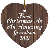 First Christmas As An Amazing Grandson 2021 - Heart Ornament D