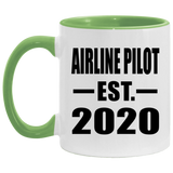 Airline Pilot Established EST. 2020 - 11oz Accent Mug Green