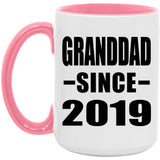 Granddad Since 2019 - 15oz Accent Mug Pink