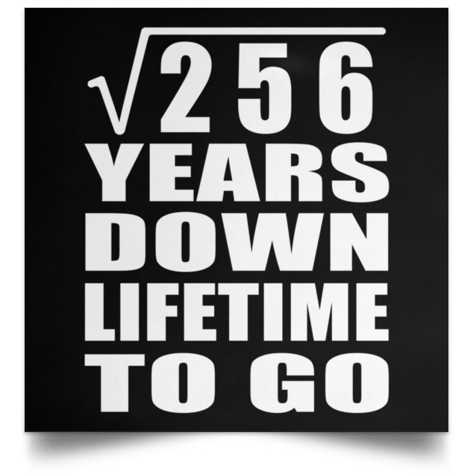 16th Anniversary Square Root of 256 Years Lifetime To Go - Poster Square