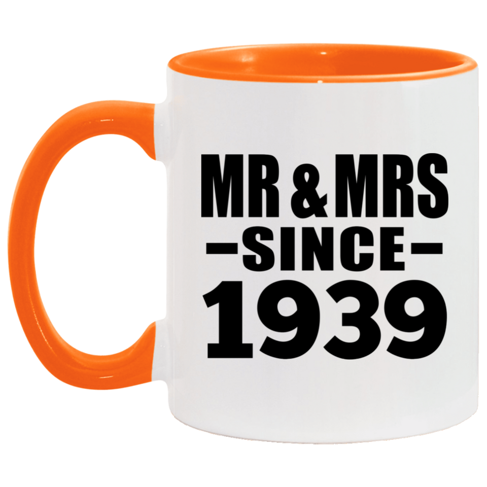 85th Anniversary Mr & Mrs Since 1939 - 11oz Accent Mug Orange