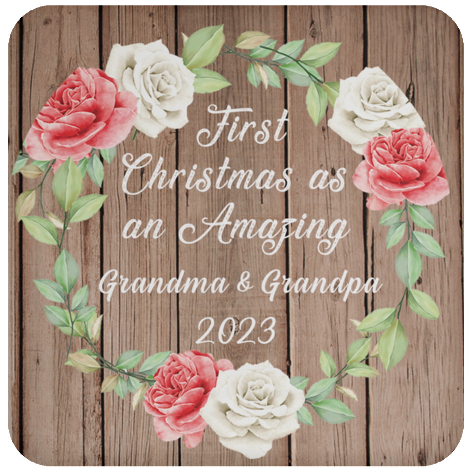 First Christmas As an Amazing Grandma & Grandpa 2023 - Drink Coaster B