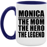 Monica The Mom The Hero The Legend - 15oz Accent Mug Purple