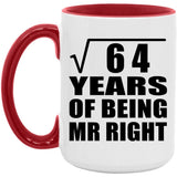 8th Anniversary Square Root of 64 Years of Being Mr Right - 15oz Accent Mug Red